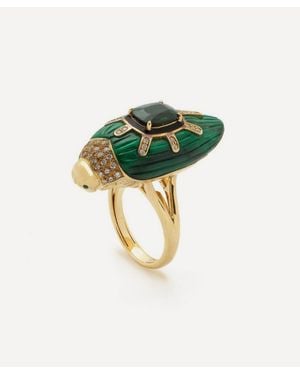 Bibi Van Der Velden 18Ct Scarab Malachite And Tourmaline Ring - Green