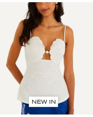FARM Rio 3D Shell Peplum Blouse - White