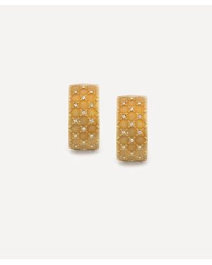 Kojis 18Ct Vintage Escada Diamond Hoop Earrings - White