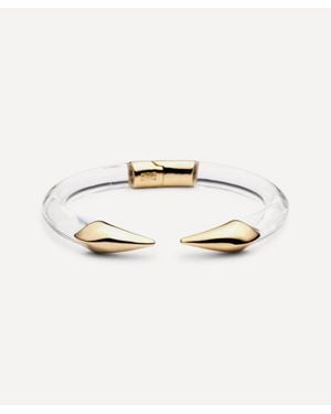 Alexis 14Ct-Plated Mirrored Pyramid Lucite Brake Hinge Bracelet - White