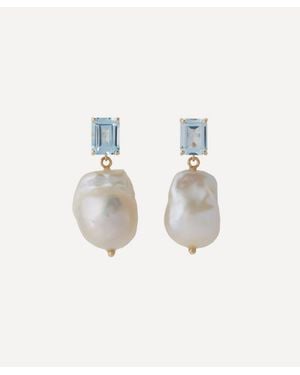 Mateo 14Ct Topaz And Baroque Pearl Drop Earrings - White
