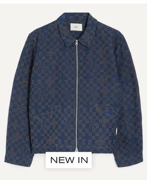 Folk Signal Checkerboard Blouson Jacket - Blue