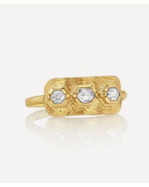 Brooke Gregson 18Ct Triple Geo Engraved Diamond Ring - Metallic