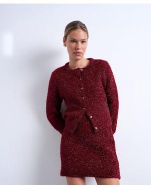 TOPSHOP Knitted Tinsel Mini Skirt - Red