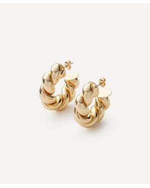Joolz by Martha Calvo 14Ct-Plated Mini Rope Hoop Earrings - Metallic
