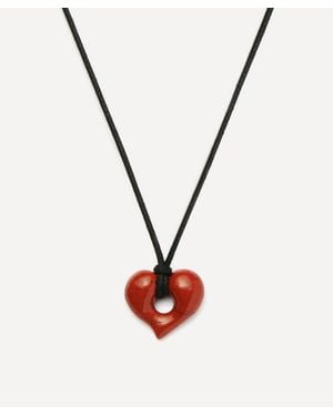 Missoma 18Ct-Plated Molten Heart Gemstone Pendant Cord Necklace - White