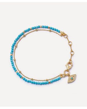 Astley Clarke 18Ct-Plated Vermeil Fine Biography Evil Eye Bracelet - Blue