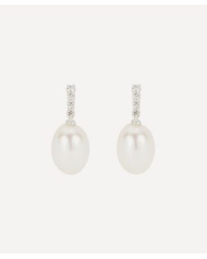 Kojis 18Ct Pearl And Diamond Drop Earrings - Natural