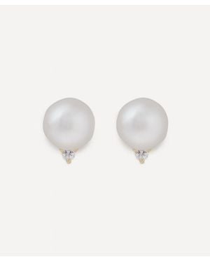 Mizuki 14Ct Sea Of Beauty Diamond And Pearl Stud Earrings - White