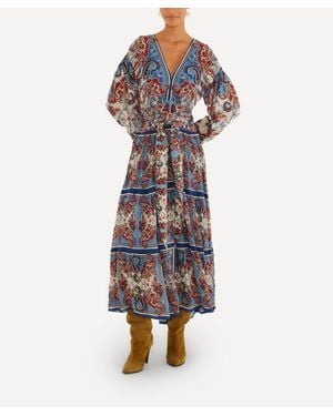 chinese dress ladies Blue Winter Tapestry Long Sleeve Maxi Dress main image 0