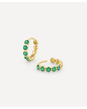 Dinny Hall 18Ct Elyhara Emerald Huggie Hoop Earrings - Blue