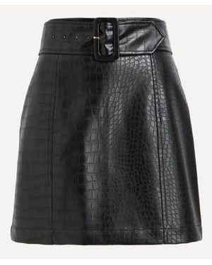 Kitri Marla Faux Croc Belted Mini Skirt - Black
