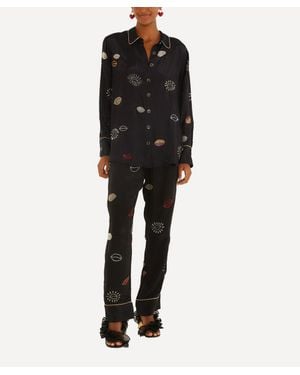 FARM Rio Beaded Kisses Pajama Shirt - Black