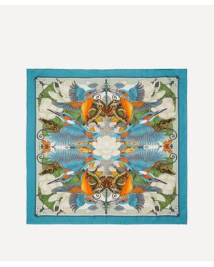 Emily Carter Frog And Kingfisher 90X90 Silk Scarf - Blue
