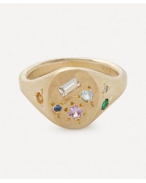 Seb Brown 9Ct Neapolitan Pastel Multi-Stone Signet Ring - Natural