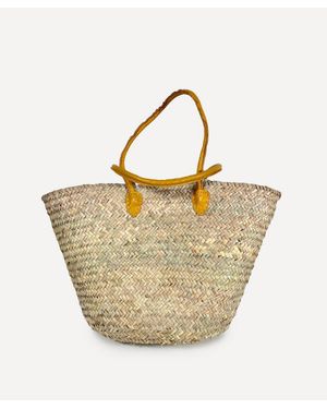 Jarapa Moroccan Leather-Trim Basket - Metallic