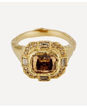 Ellis Mhairi Cameron 14Ct Armach Cushion Chocolate Diamond Cocktail Ring - Metallic