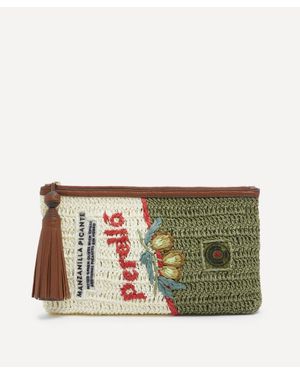 Anya Hindmarch Anya Brands Perello Raffia Pochette Bag - Green