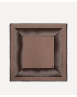 lescarf Taupe Striped Silk Scarf - Brown