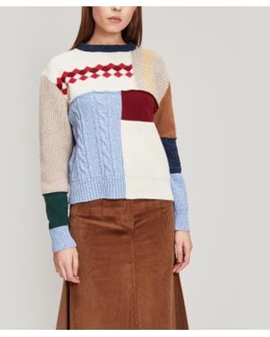 ALEXACHUNG Wool Patchwork Crew - Multicolour