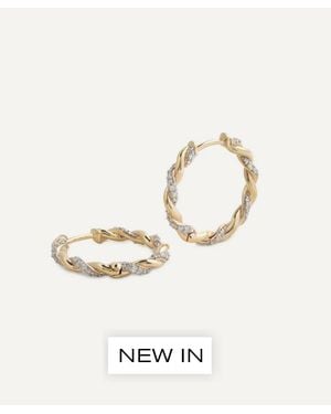 Lucy Delius Jewellery 14Ct Diamond Rope Hoop Earrings - White