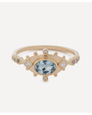 Celine Daoust 14Ct Aquamarine And Diamonds Eye Ring - White