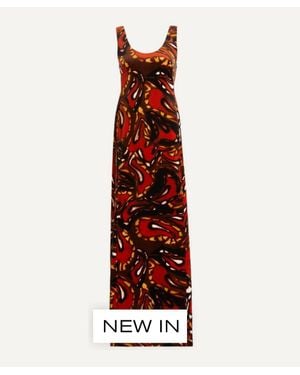 Dries Van Noten Long Velvet Dress - Red