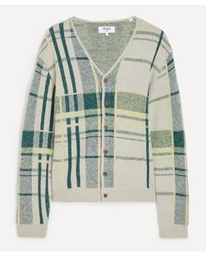 Wax London Alban Plaid Check Cardigan - Green