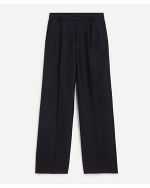 Dries Van Noten Pleated Straight-Leg Wool Trousers - Blue