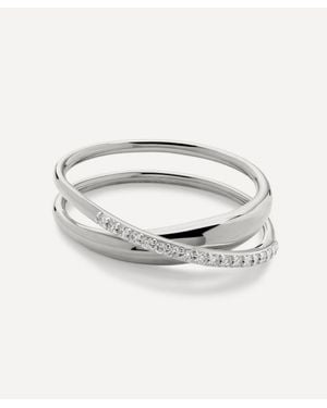 Monica Vinader Sterling Diamond Nura Wrap Ring - White