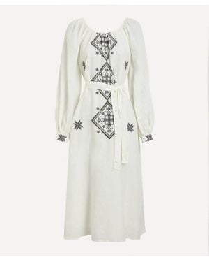 Kori Lefkada Ramie Embroidered Dress - White