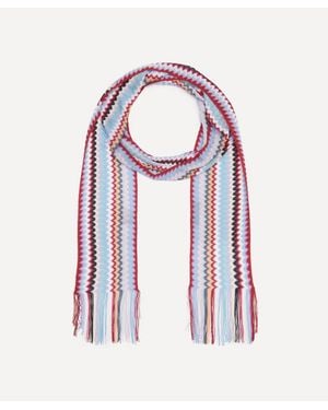 Missoni Fringed Zig-Zag Viscose Scarf - Red