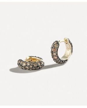 Lucy Delius 14Ct Cognac Diamond Chubby Huggie Hoop Earrings - Metallic