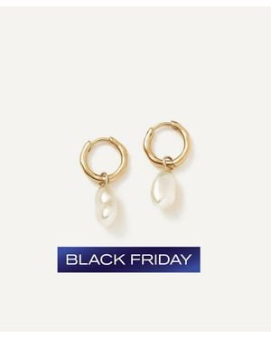 Missoma 14Ct Fine Pearl Drop Mini Hoop Earrings - White