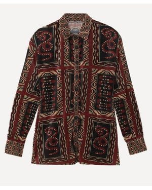 FARM Rio Snake Scarves Pleated Shirt - Brown