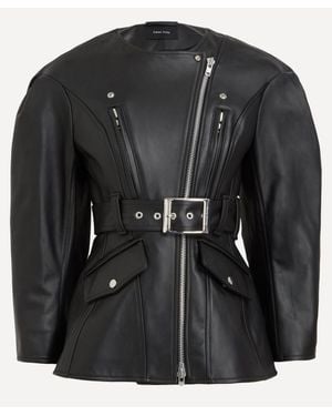 Simone Rocha Sculpted Bow Embellished Biker Jacket - Black
