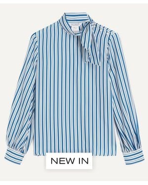 Max Mara Striped Silk Blouse - Blue