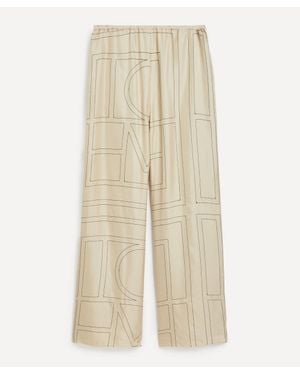 TOTEME Monogram Silk Pyjama Bottoms - Natural