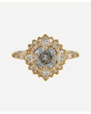 ARTEMER 18Ct Golden Lotus Engagement Ring - Metallic