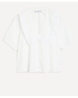 E.L.V. Denim Lola Poplin Short-Sleeve Top - White