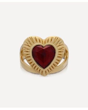 Rachel Jackson 22Ct-Plated Electric Love Statement Garnet Heart Ring - White