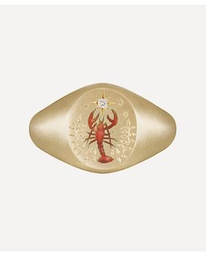 Cece Jewellery 18Ct Lobster Diamond Signet Ring - Metallic