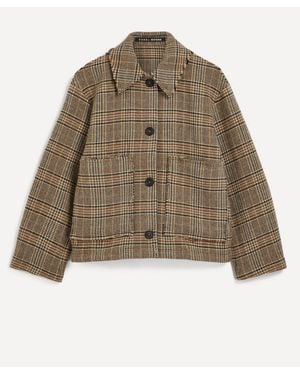 Kassl Distressed Checked Wool-Blend Coat - Brown
