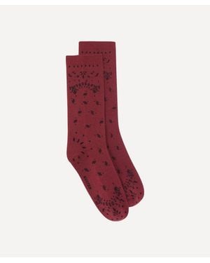 Kujten Sig Bandana Cashmere Socks - Red