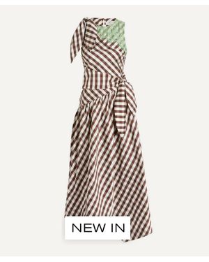 Damson Madder Giselle Check Midi Dress - White