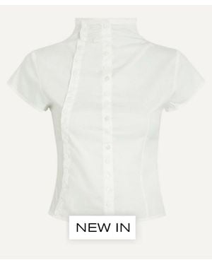 Caspar the Label Poet Cap-Sleeve Shirt - White