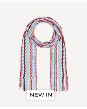 Missoni Fringed Zig-Zag Viscose Scarf - Red