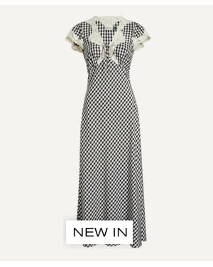 RIXO London Amari Beth Check Midi Dress - Gray