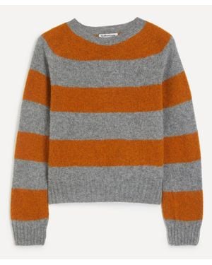 YMC Jets Stripe Lambswool Sweater - Orange