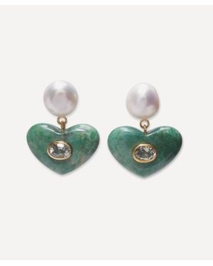 Lizzie Fortunato Plated Enamored Drop Earrings - Green